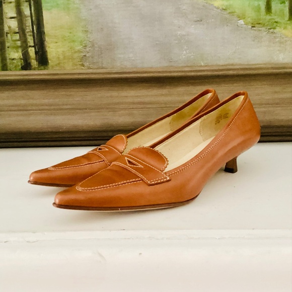 Vintage Joan & David Kitten Heels Circa Point Toe Pumps Brown Leather Size 6.5 - Picture 13 of 15